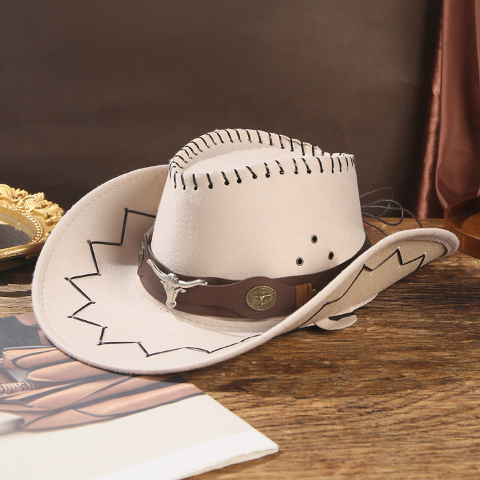 Wholesale Dark Coffee Solid Suede Fabric Cowboy Hat with Turned Brim for Sun Protection Casual Outdoor