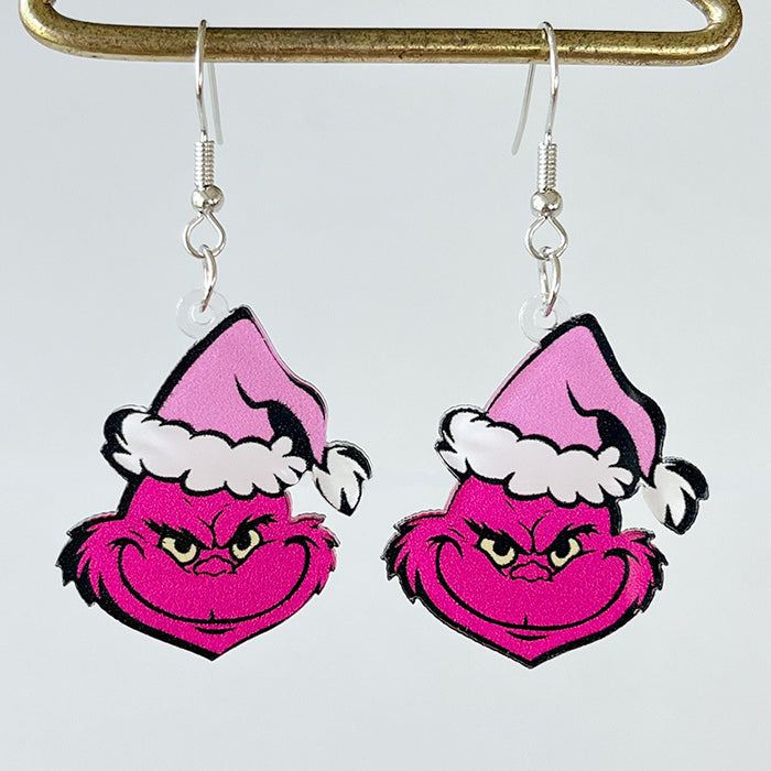 Wholesale Pink Christmas Acrylic Earrings JDC-ES-HeYi098