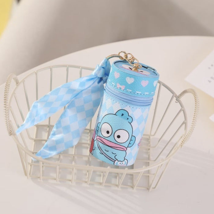 Wholesale Cute Trendy Bucket Bag Keychain Star White PU Jewelry Makeup Pouch
