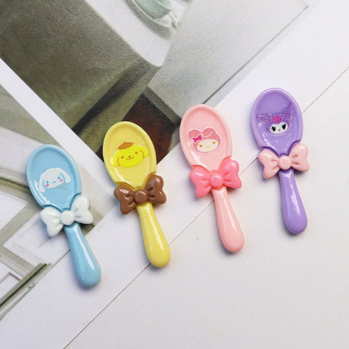 Wholesale 10pcs Cartoon Shiny Bow Spoon Acrylic Diy Decorative Patch Accessories JDC-FK-YaoL028