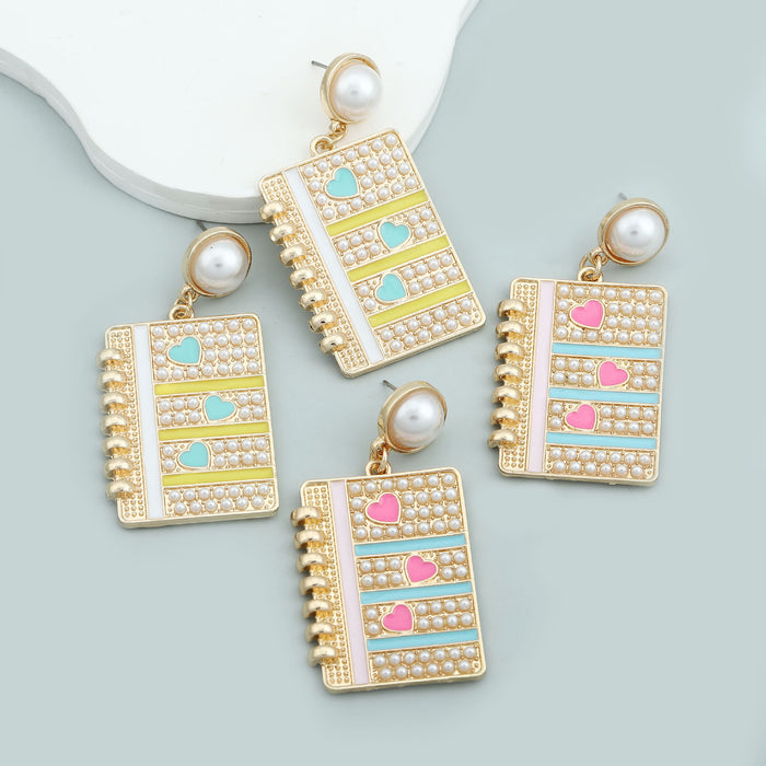 Wholesale notebook fashion all-match women's enamel love pendant earrings