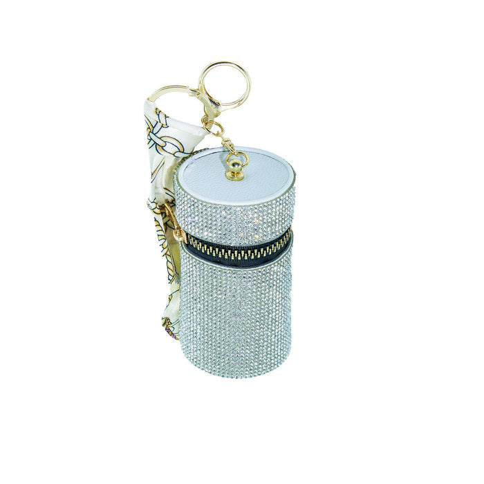 Wholesale Crystal Encrusted Light Luxury Bucket Bag Keychain Multi Pocket Lipstick Earphone Coin Holder Decorative Bag Charm Boutique Resale