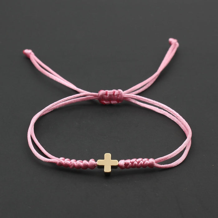 Wholesale Hand Woven Adjustable Fashion Gold Cross Bracelet JDC-BT-SX016