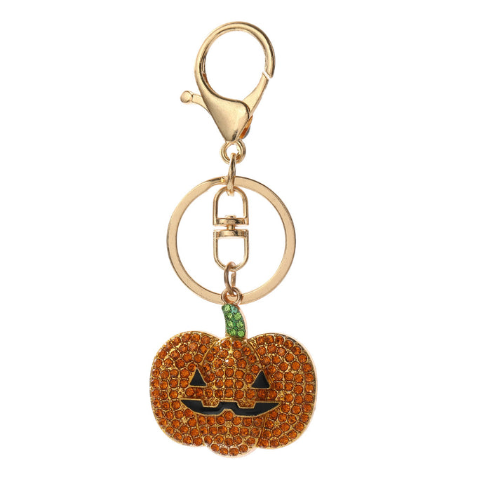 Wholesale Zinc Alloy Rhinestone  Keychain Pumpkin Ghost Design for Party Gift and Fashion Accessory