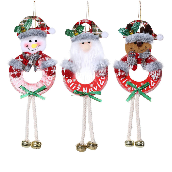 Wholesale Christmas doll small pendant board with bells Christmas tree pendant Christmas decoration supplies