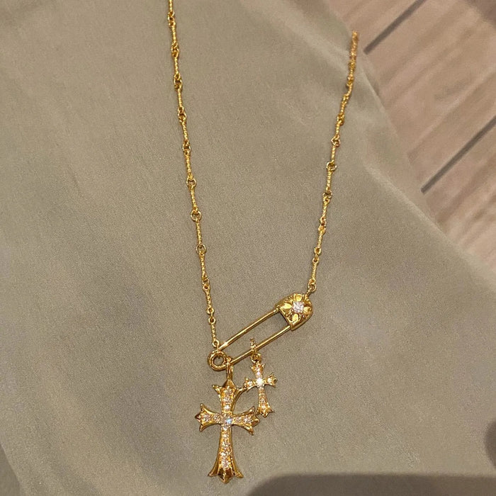 Wholesale Gold Cross Pendant Necklace Fashion Jewelry Accessory Gift For Women