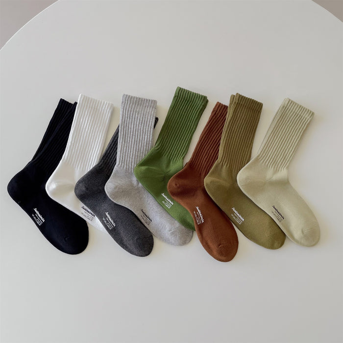 Wholesale Socks Solid color Vertical stripe Middle tube Socks Sports Socks Anti odor and Sweating Cotton Socks Right angle Socks