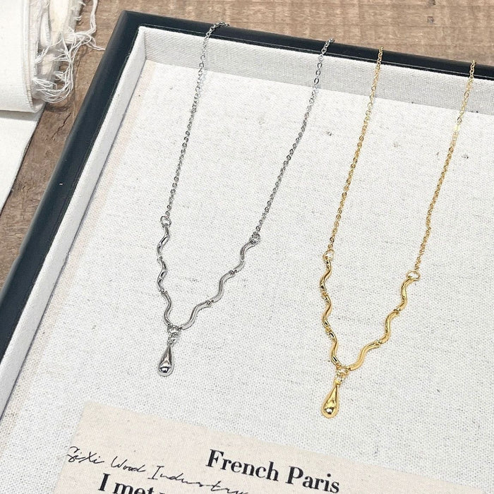 Wholesale Niche irregular geometric necklace, light luxury fashion water droplet pendant, collarbone chain