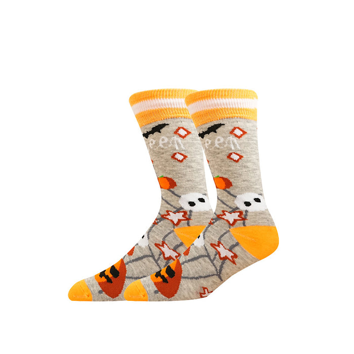 Wholesale  element pattern pumpkin ghost skull autumn and winter style warm breathable mid-tube socks