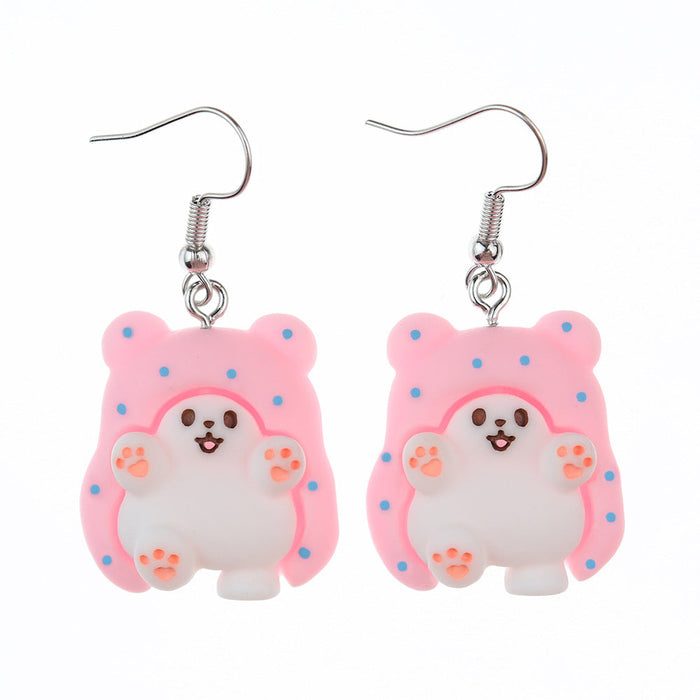 Wholesale Cartoon Animal Hopping Bear Earrings JDC-NS-NiQing013