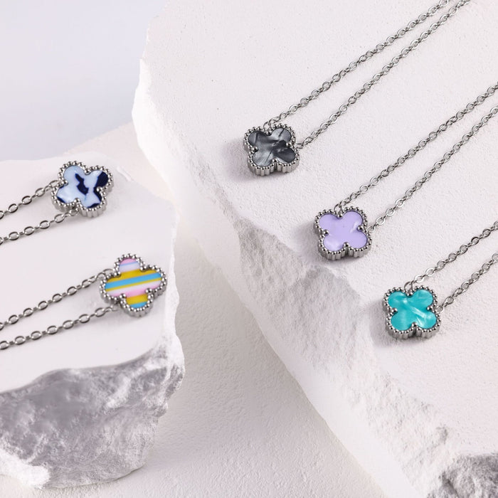 Wholesale Stainless Steel Four-Leaf Clover Collarbone Necklace