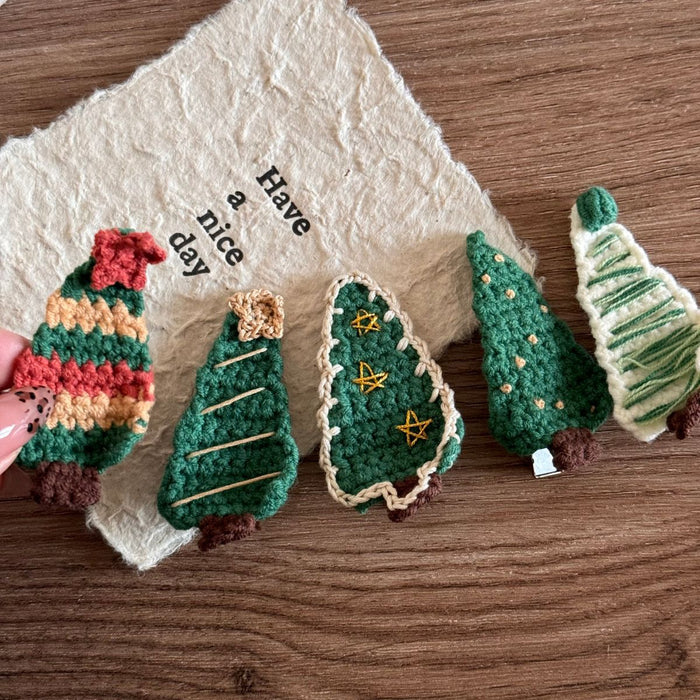 Wholesale Handmade Christmas Tree Dot Wool Hair Clips For Kids Holiday Everyday Styling Hair Accessory