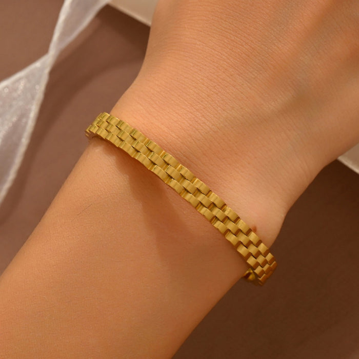 Wholesale Titanium Steel Horseshoe Bracelet With Crystal Row 18K Gold Plated Open Bangle Fashion Jewelry Accessory