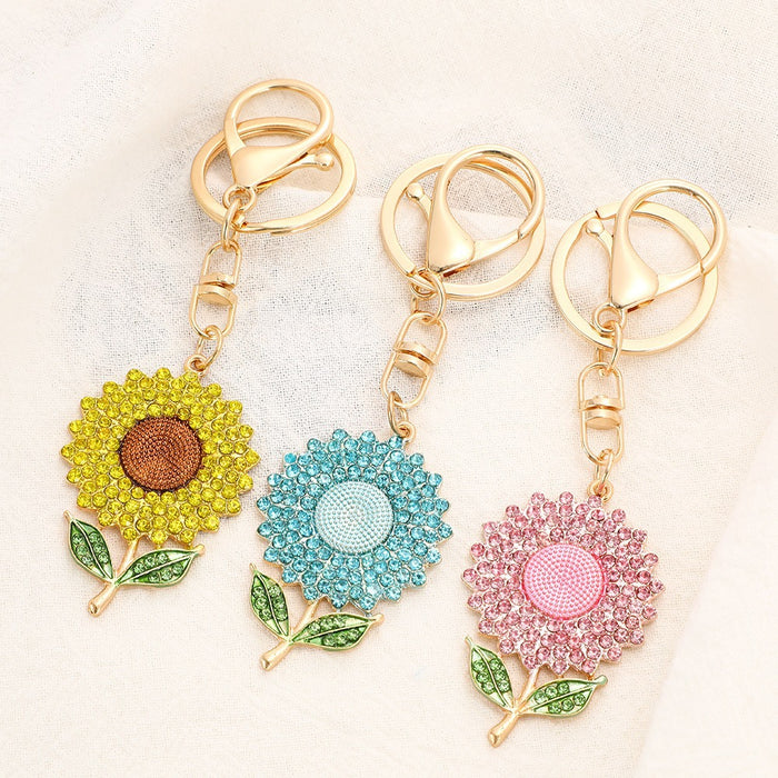 Wholesale Sunflower Rhinestone Keychain Bag Charm Accessory