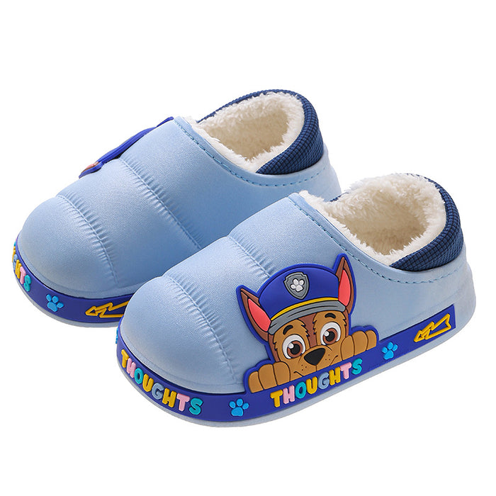 Wholesale Children's Cotton Slippers with Heels Warm and Plush Waterproof Furry Baby Cotton Shoes for Small and Medium-sized Children JDC-SP-Langd002