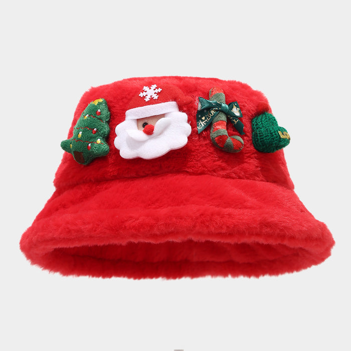 Wholesale Christmas-themed women' s winter warm faux rabbit fur bucket Fashionhat