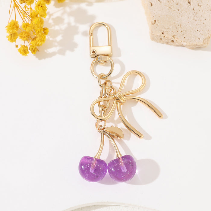 Wholesale Cherry Pendant Simulated Fruit Bow Keychain