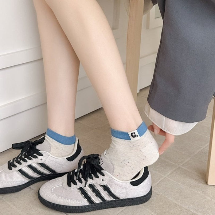 Wholesale New socks made of cotton, sweat absorbing, breathable, labeled with letter fabric, short socks with elasticity