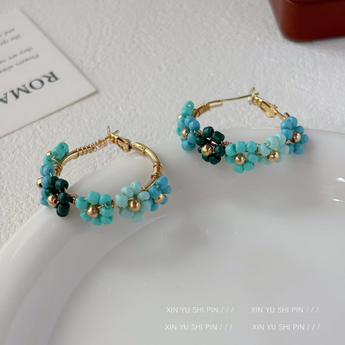 Wholesale Small niche design, colorful flower wreath earrings, fashionable personality, versatile and exquisite high-end earrings and earrings