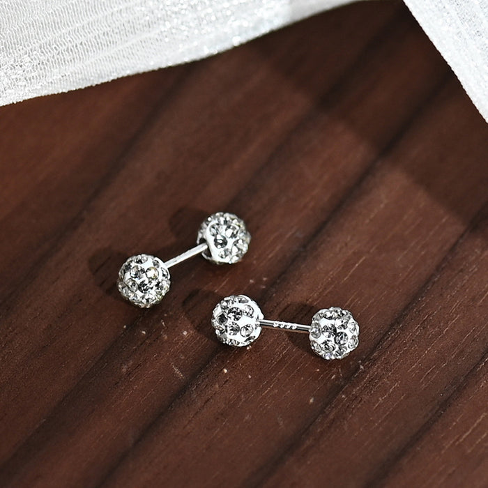 Wholesale Silver sparkling diamond ball with hanging earrings, simple and niche design, exquisite ear bone studs and earrings