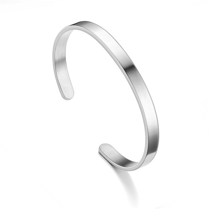 Wholesale Open-face polished C-shaped stainless steel bracelet