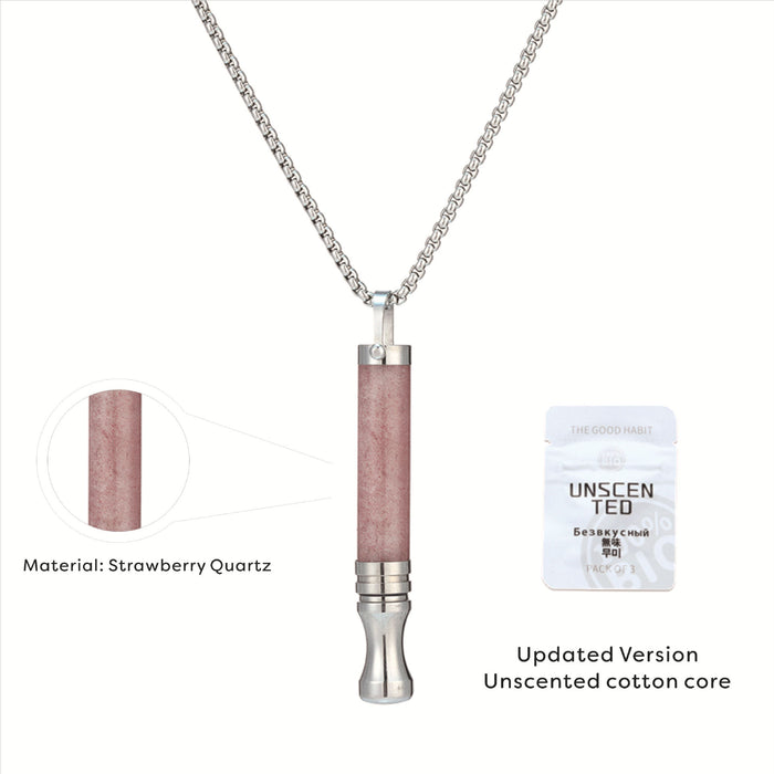 Wholesale Necklace Natural Stone Round Tube Meditation Stress Relieving Jewelry Titanium Steel