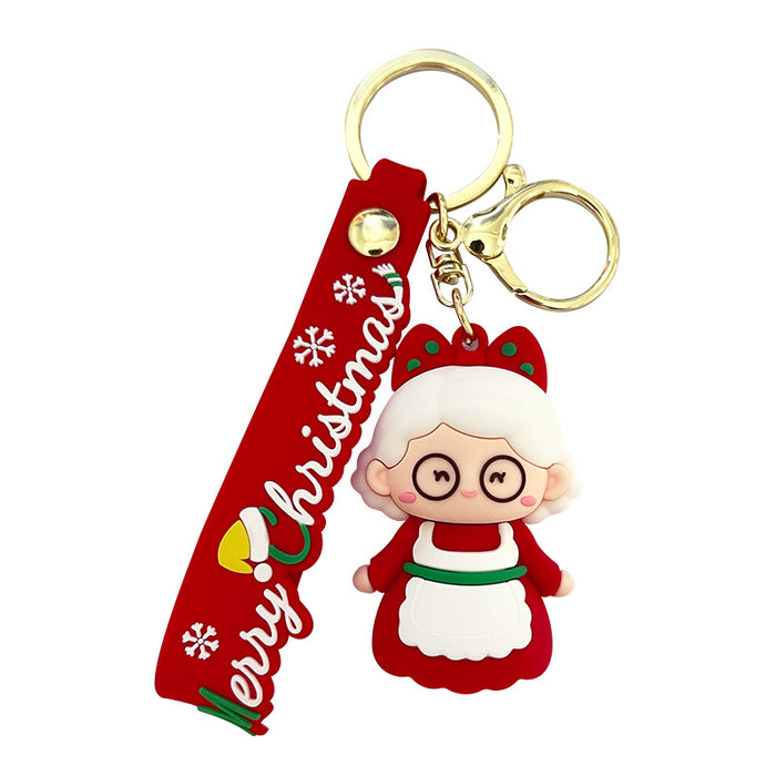 Wholesale Plastic Cartoon Keychain Christmas Couple Design Women' s Bag Charm Gift MOQ≥3