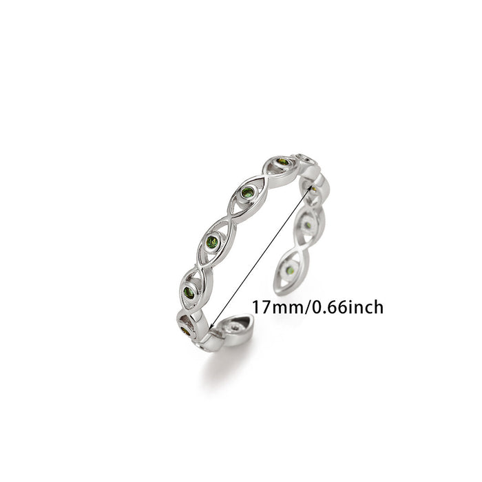 Wholesale Devil Eye Blue Eye Open Ring Stainless Steel Fashion Jewelry Accessory