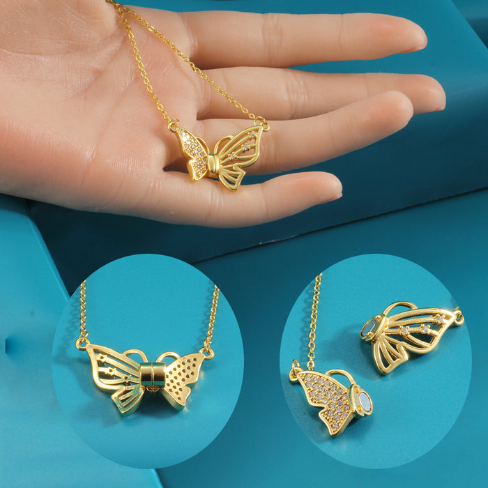 Wholesale Diamond Magnetic Butterfly Necklace Clavicle Chain Elegant Personalized Necklace Chain