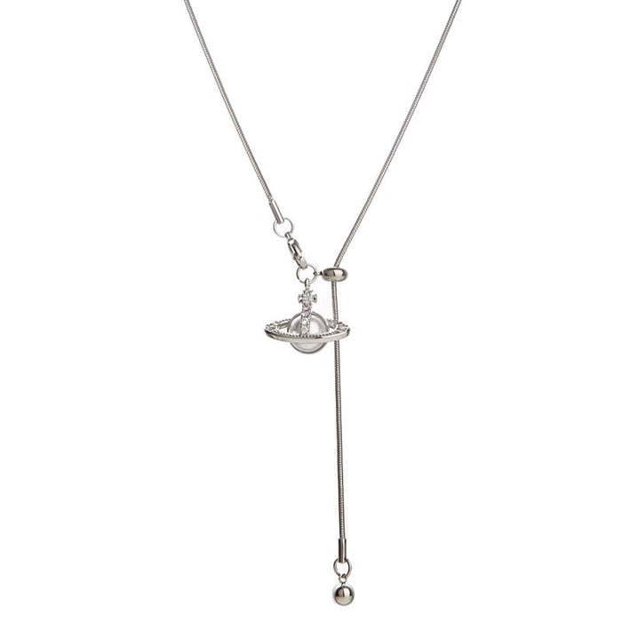 Wholesale Pearl  Pendant Necklace  Pull-out AdjustableTitanium Steel Woolen Chain