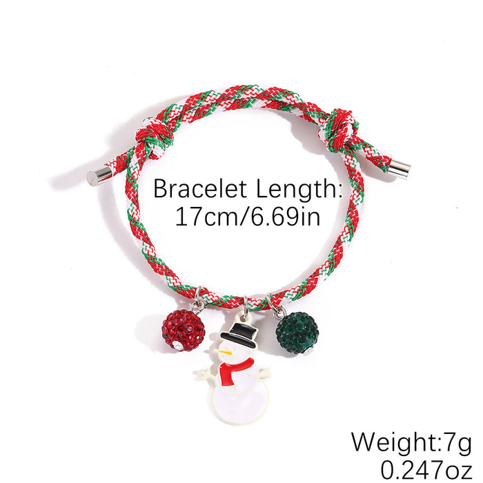 Wholesale Christmas Hand Jewelry Acrylic Pendant Christmas Braided Bracelet Snowflake Snowman Christmas Bracelet