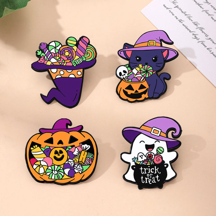 Wholesale  Brooch Badge Schoolbag Decoration Metal Zinc Alloy  Candy Pumpkin Ghost
