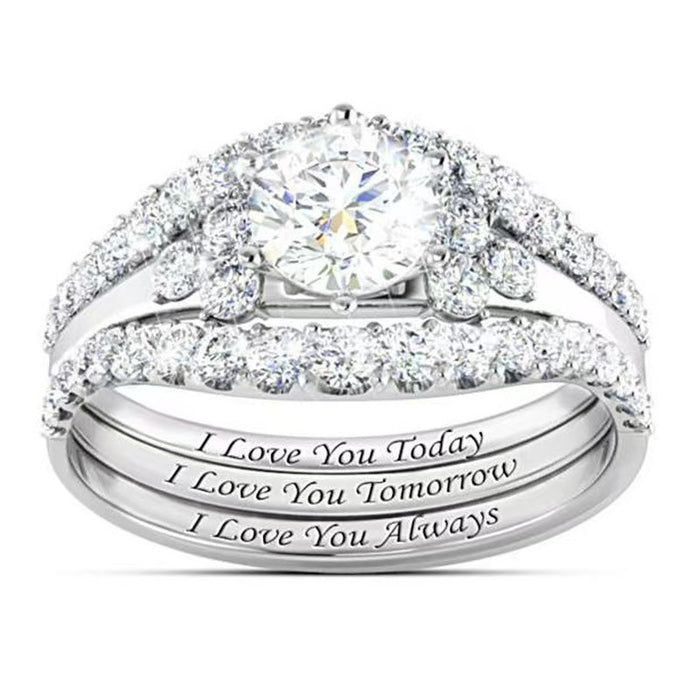 Wholesale Gold Plated Alloy Letter Three Piece Ring Set Fashion Jewelry Accessory For Women
