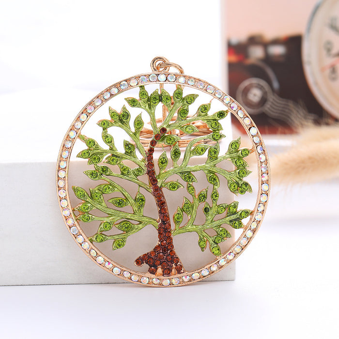 Wholesale Tree of Life Color Diamond Hollow Alloy Keychain JDC-KC-ChaoK051