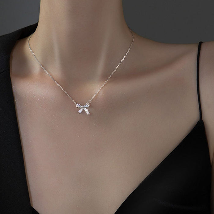 Wholesale Bow necklace, light luxury, niche design, collarbone chain, necklace temperament