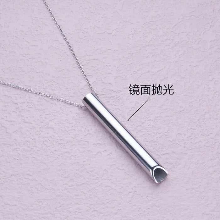 Wholesale Stainless Steel Titanium SSteel Whistle Meditation Mindfulness Breathing Decompression Anxiety Yoga Stainless Steel Pendant Necklace