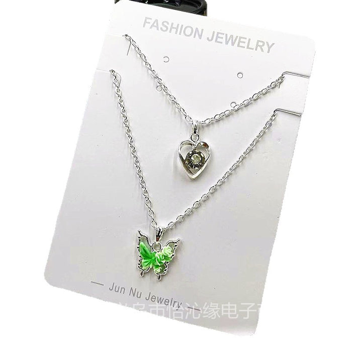 Wholesale New 2-pack couple necklace butterfly collarbone chain niche light luxury necklace set student style necklace wholesale