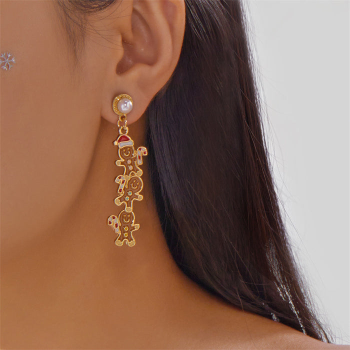 Wholesale Christmas element earrings cartoon full bead snowman earrings inlaid with diamonds light luxury holiday earrings