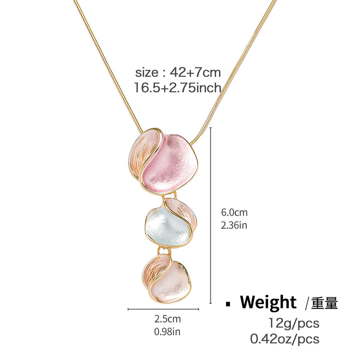 Wholesale Irregular Alloy Colorful Painting Petals Necklace Earrings JDC-NE-KenJie013