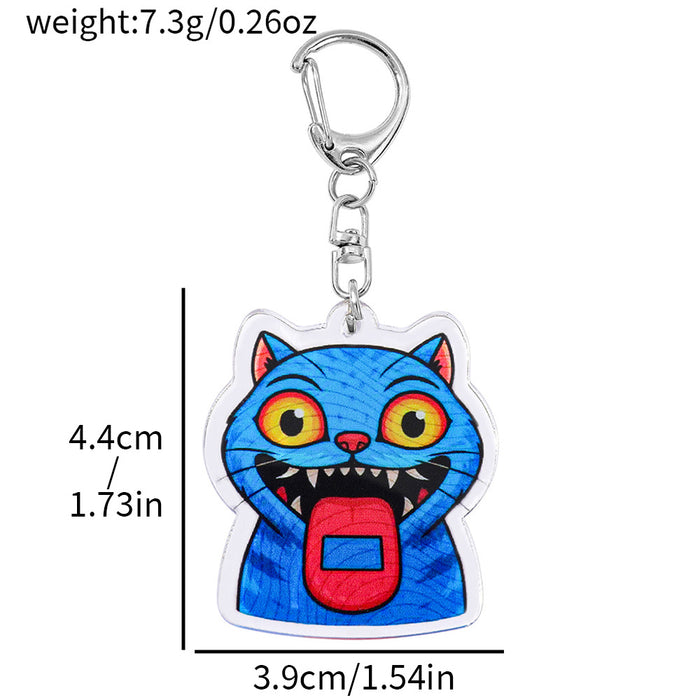 Wholesale Blue Tiger Crow Acrylic Double-Sided Pattern Keychain