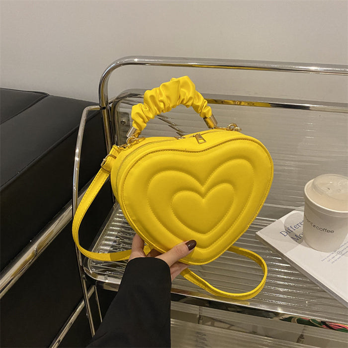 Wholesale Stylish Heart Shaped PU Crossbody Bag for Women Black