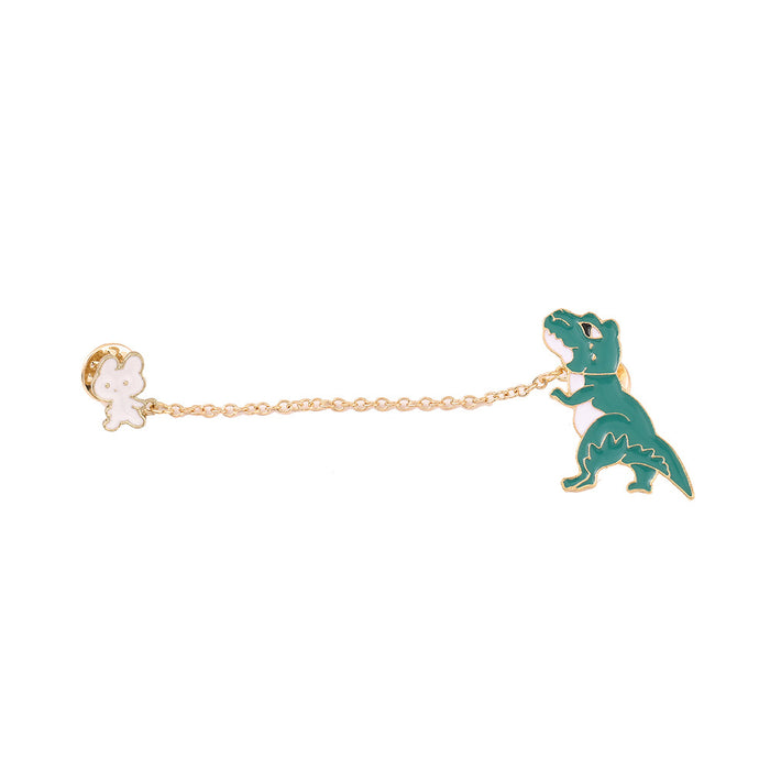 Wholesale Cute Cartoon Brooch Metal Pin Set Dinosaur And Character Designs Fashion Jewelry Accessory For Party Resale