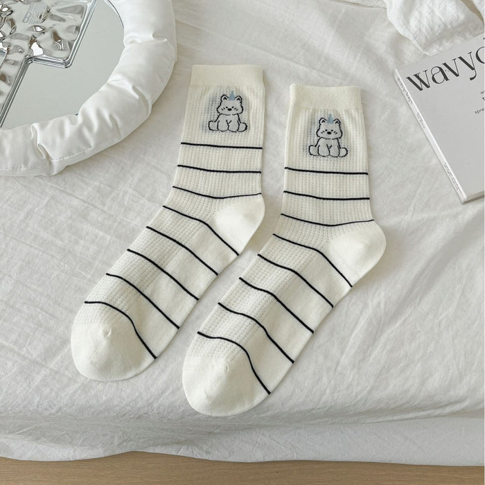 Wholesale Cartoon socks, thin tube socks, hollow mesh breathable, sweat absorbing, butterfly knot stacking socks