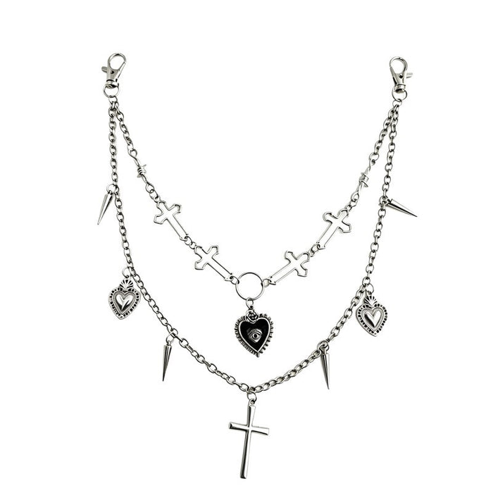 Wholesale Alloy Punk Waist Chain Cross Heart Tassel Retro  Party Fashion Accessory For Men And Women