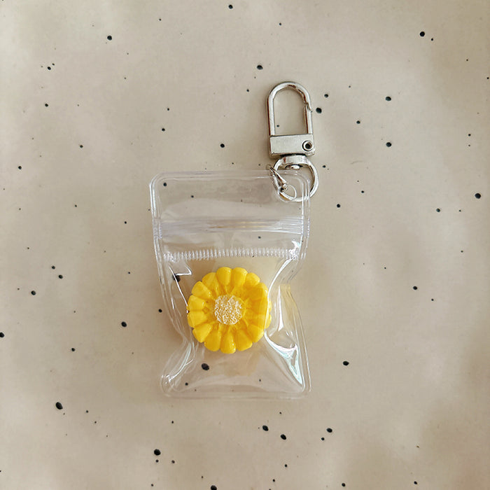 Wholesale Fried Egg And Corn Bun Food Toy Keychain Resin Pendant Creative Bag Charm Decorative Gift For Students