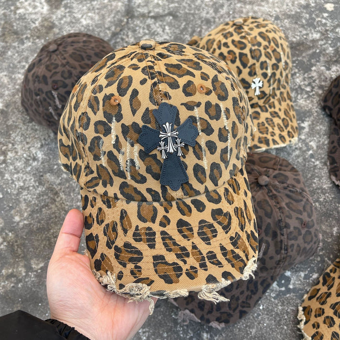 Wholesale Vintage Leopard Print Cross Flower Cotton Baseball Cap JDC-FH-ZunKai005