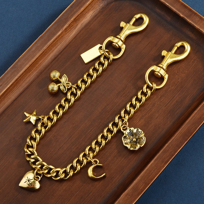 Wholesale Cherry Fruit Pattern Bag Chain Charm Gilt Gold Metal Fashion Decorative Accessory For Bags