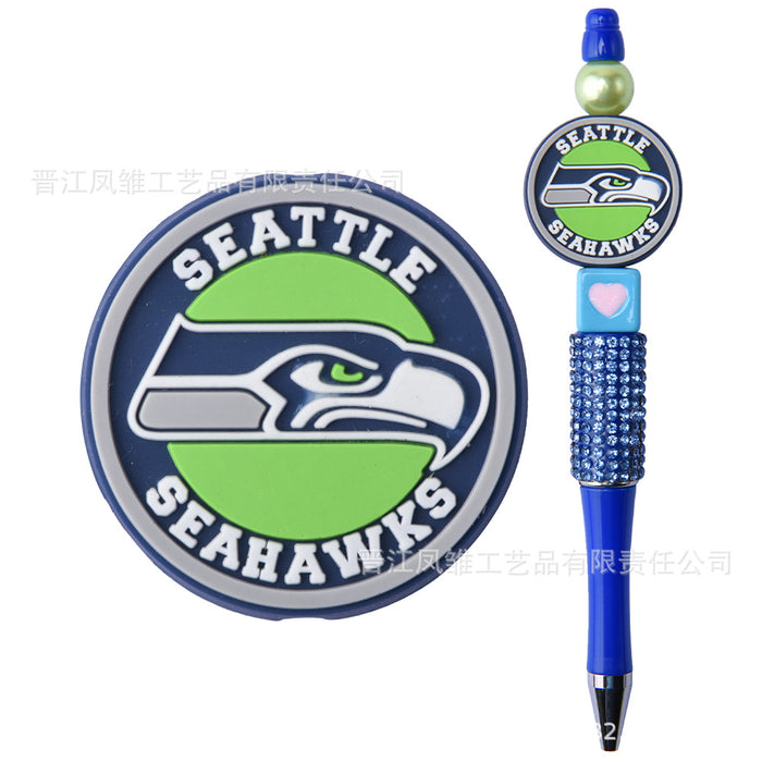 Wholesale 50pcs Rugby team series beads ballpoint pen beaded accessories fun stationery cartoon accessories detachable