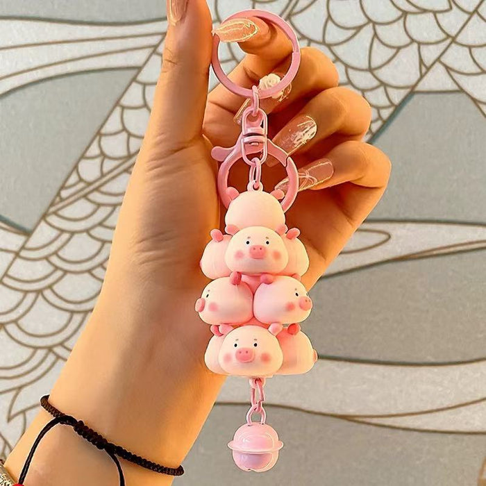 Wholesale Cartoon cute pig panda stack pendant  couple car bag key chain accessories small gifts