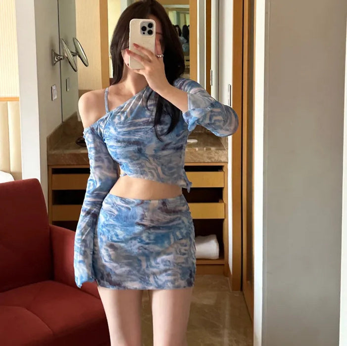 Wholesale Sexy split skirt style four piece swimsuit bikini